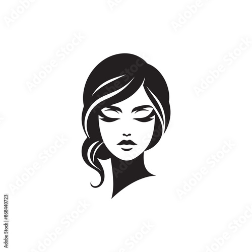 Beauty woman,black logo in minimalist and modern style