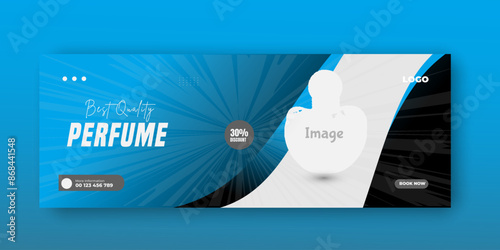 Elegant perfume or fragrance social media Facebook cover template. Template can be used for promotion of cosmetic sale, skin care, makeup, hair care, spa salon, hairdressing, scrub, mask,