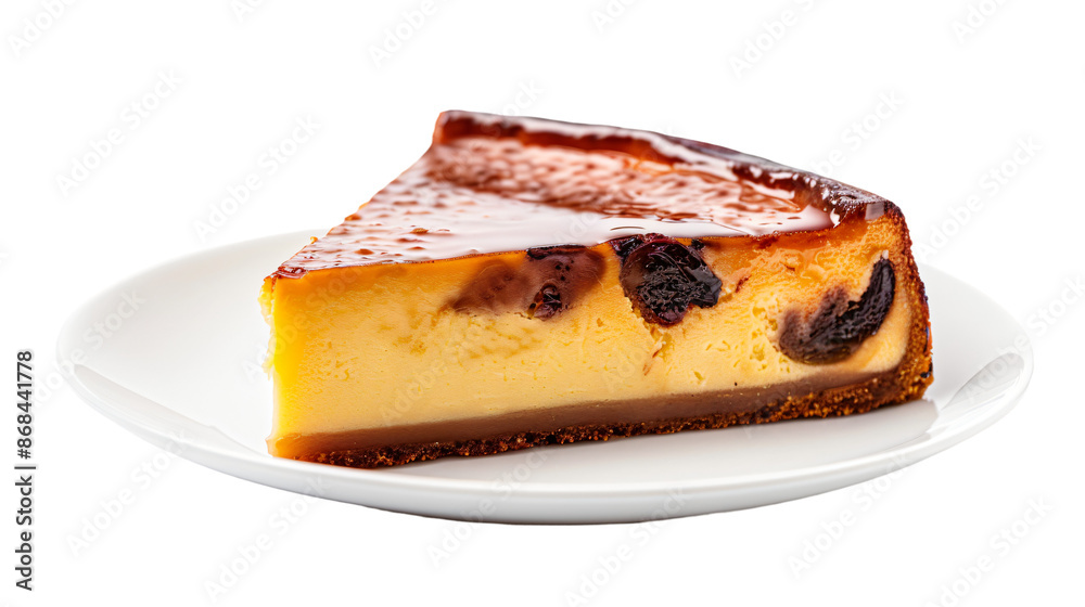 Slice of cheesecake on transparent background Slice of cheesecake on transparent background