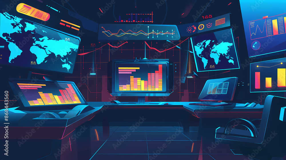 Obraz premium Market trade binary option trading platform, space for text, vector illustration