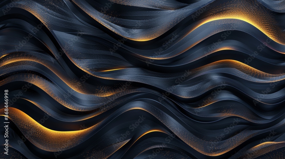 Obraz premium Black abstract background design. Modern wavy line pattern (guilloche curves)