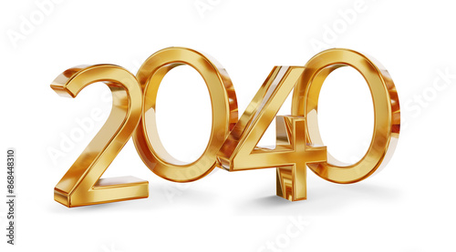 2040, number golden metalli...