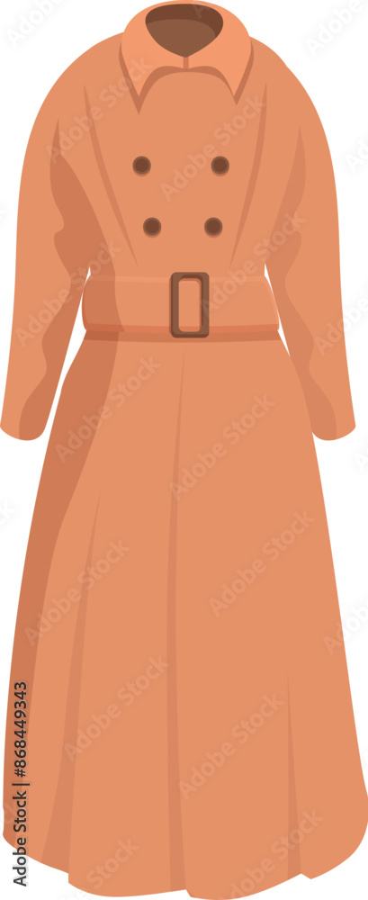 Illustration featuring a stylish long trench coat, perfect for showcasing autumn fashion or outerwear Illustration featuring a stylish long trench coat, perfect for showcasing autumn fashion or outerwear