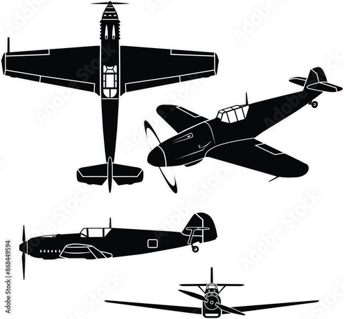 War bird airplane vector set for laser and vynil projects