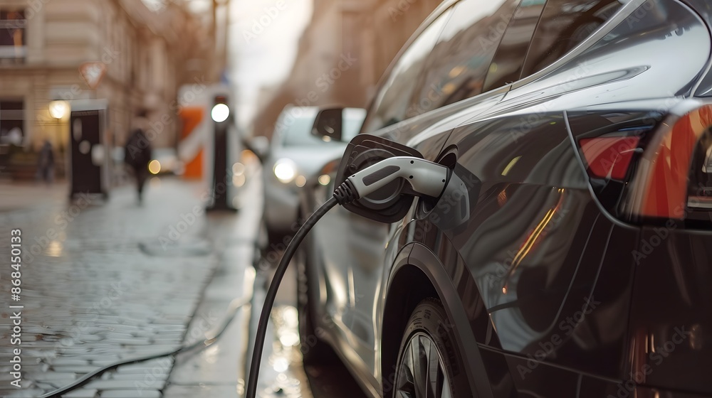 EV Charging Station, Clean energy filling technology, Electric car charging. 3D illustration EV Charging Station, Clean energy filling technology, Electric car charging. 3D illustration