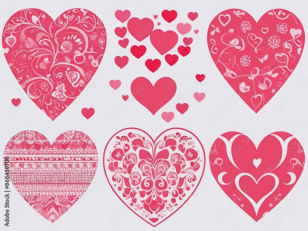 Beautiful heart vector set clipart design. For Valentine's Day. isolated white background Beautiful heart vector set clipart design. For Valentine's Day. isolated white background