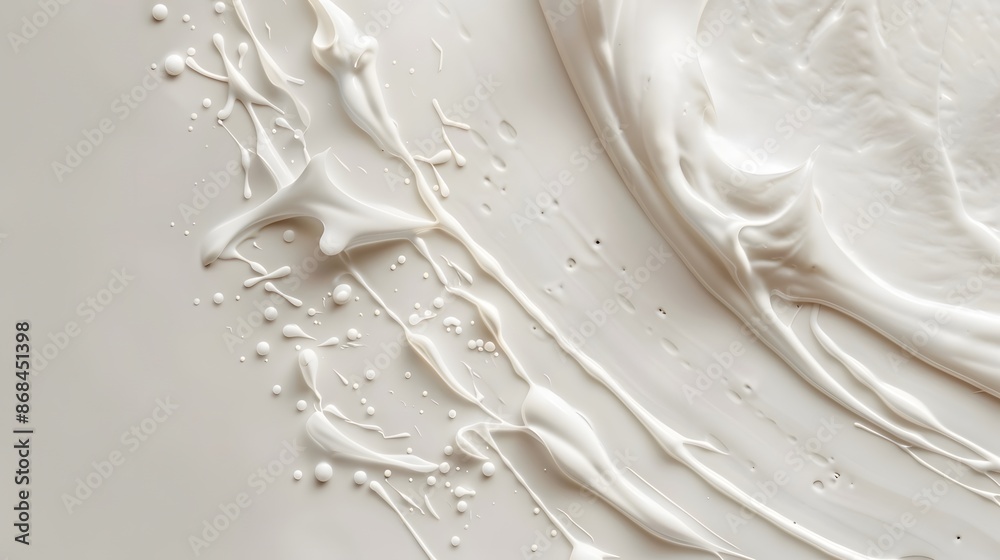 Smooth white skincare cream spread on a neutral cosmetic background Smooth white skincare cream spread on a neutral cosmetic background