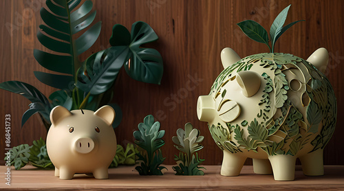 a piggy bank that blends seamlessly with nature photo