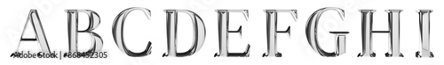 Set of chrome letter 3d render