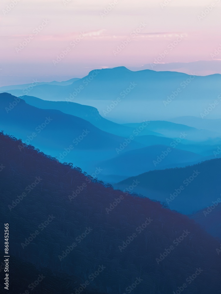 Minimalist Mountain. Beautiful Layers of Australian Nature Mountains at Dusk Minimalist Mountain. Beautiful Layers of Australian Nature Mountains at Dusk