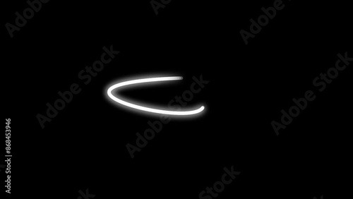 White Neon Light Lines on Black Background. High-Quality Video Overlay for Visual Effects