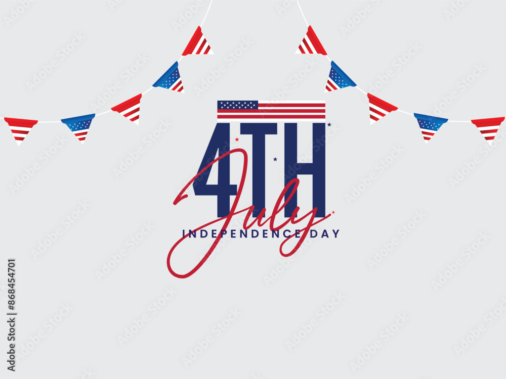 Fototapeta premium 4th July Independence Day word mark design. Font. Handwritten. Independence Day vector typography text template. 4th of July Independence Day banner text design. 