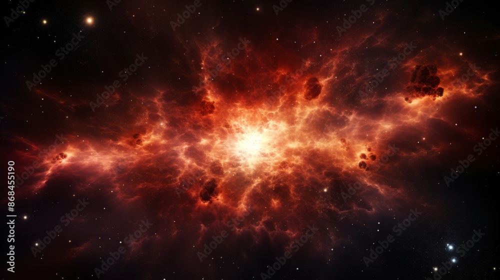 Fototapeta premium Exploding star. Universe expanding, nebulae stardust. Supernova background wallpaper