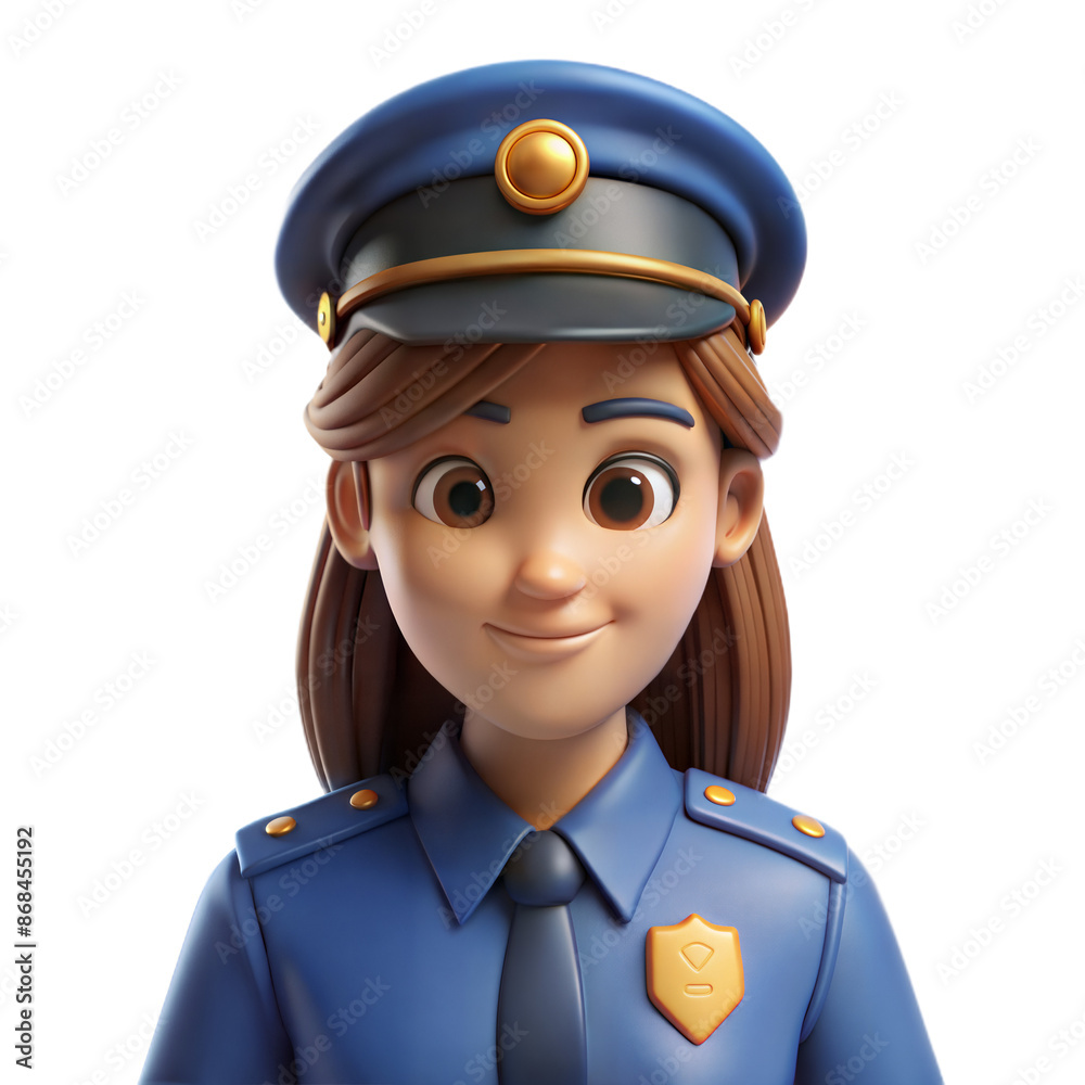 3D Render of Smiling Female Police Officer With Brown Hair 3D Render of Smiling Female Police Officer With Brown Hair