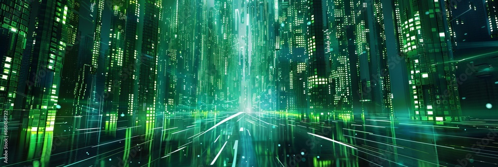 Artificial Intelligence, falling green digits in a cyberpunk matrix style, capturing the futuristic and technological aspects of AI Artificial Intelligence, falling green digits in a cyberpunk matrix style, capturing the futuristic and technological aspects of AI