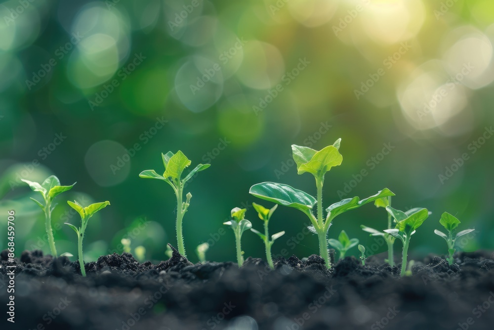 Seedling Bud. Baby Seedlings in Fertile Soil, Agriculture Development Concept Seedling Bud. Baby Seedlings in Fertile Soil, Agriculture Development Concept