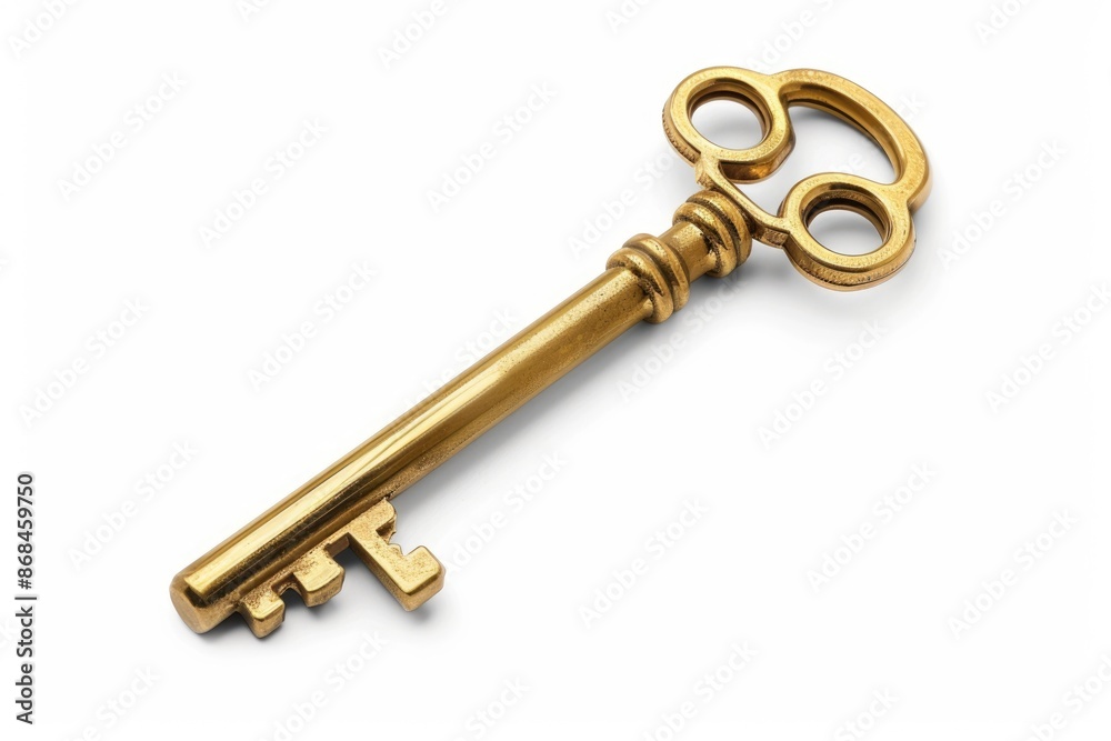 Single Key. Illustration of Gold House Key for Real Estate Concept Single Key. Illustration of Gold House Key for Real Estate Concept