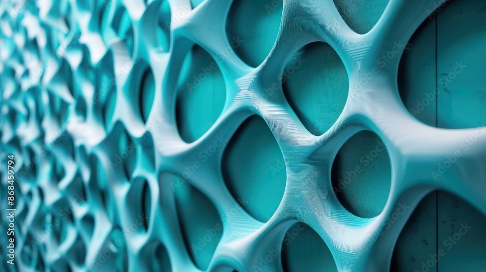 Screen wall featuring 3D printed panels with a porous design that absorbs sound, perfect for urban settings Screen wall featuring 3D printed panels with a porous design that absorbs sound, perfect for urban settings