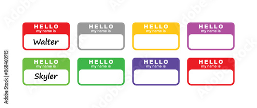 Name badge templates set: Hello my name is blank
