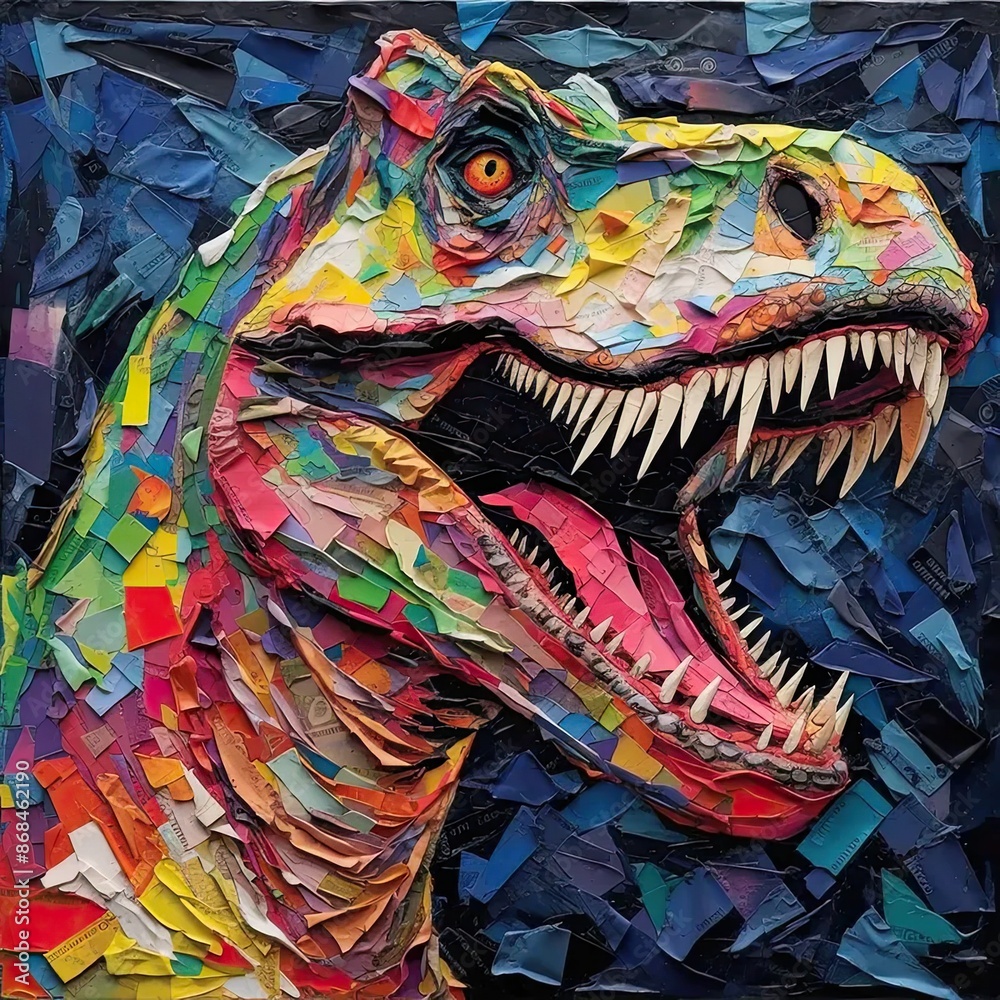 Fototapeta premium a close up of a dinosaur made out of paper