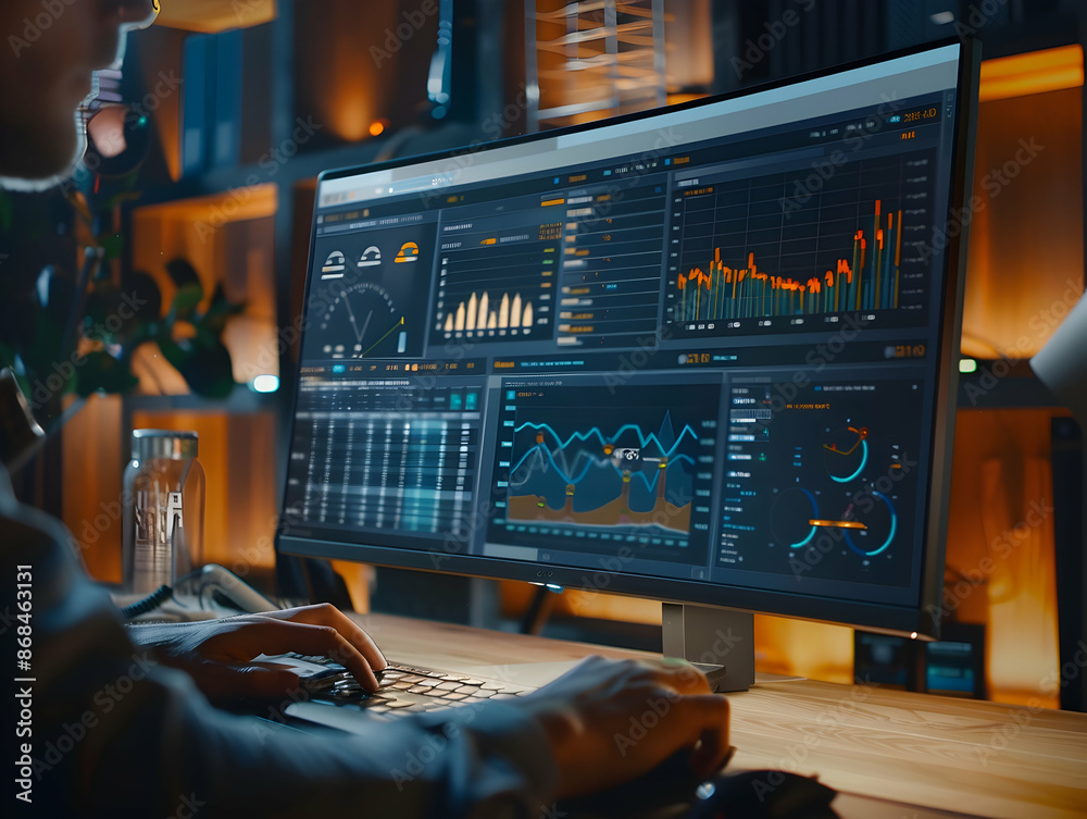 Business analysts analyzing data on PC, Data analyzing, business growth analysis, stock market sales analysis, business development concept Business analysts analyzing data on PC, Data analyzing, business growth analysis, stock market sales analysis, business development concept