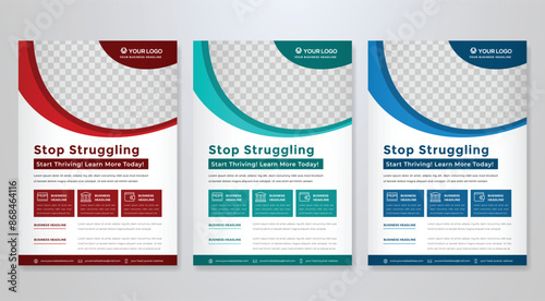 business flyer template design with minimalist concept and clean style use for corporate ads and business profile	
