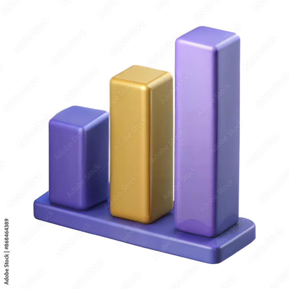 3D Purple and Gold Bar Graph Illustration 3D Purple and Gold Bar Graph Illustration