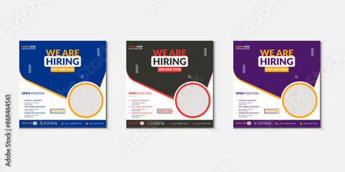We are hiring job vacancy Social Media Post Or Instagram Promotional Social Media Square Banner And Square Flyer Template Design