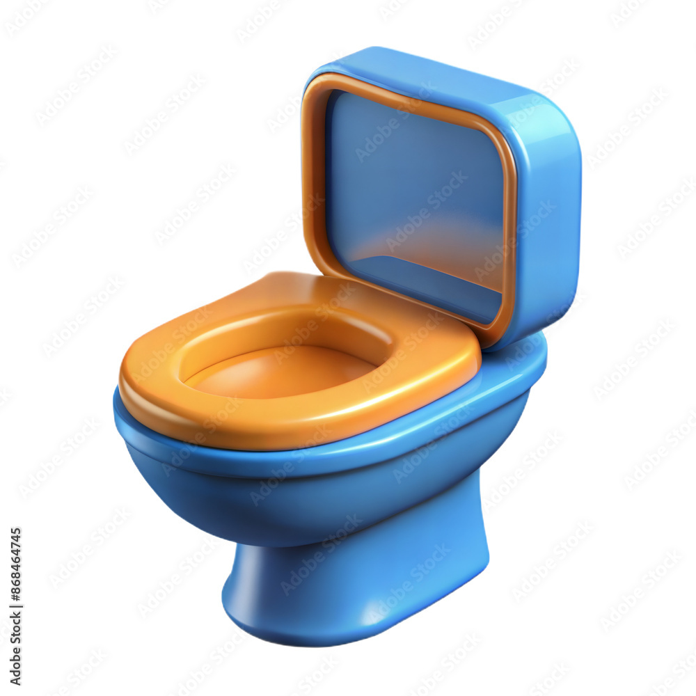 Blue And Orange Toilet With Open Lid 3D Render Blue And Orange Toilet With Open Lid 3D Render