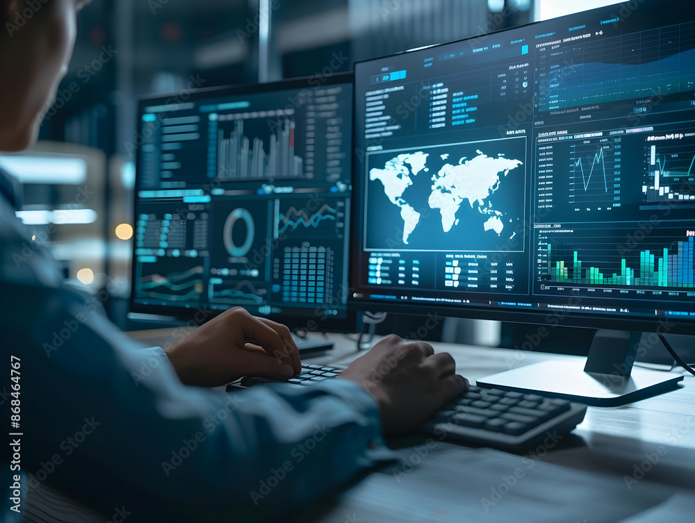 Business analysts analyzing data on PC, Data analyzing, business growth analysis, stock market sales analysis, business development concept Business analysts analyzing data on PC, Data analyzing, business growth analysis, stock market sales analysis, business development concept
