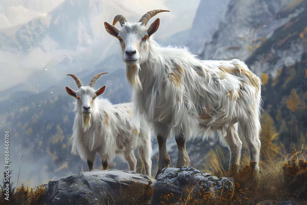 Obraz premium photo of a goat couple AI generatives