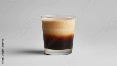 Product photo of nitro cold brew coffee, on slate surface, isolated on white background. studio lighting. 