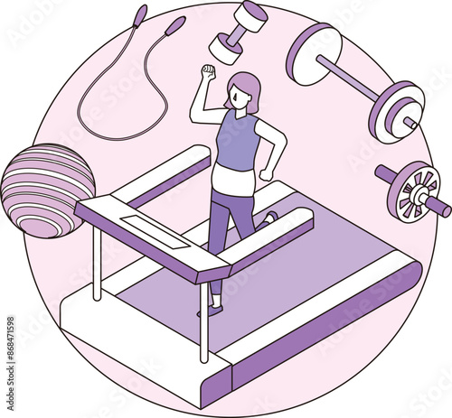 ダイエットを頑張る女性のイラスト