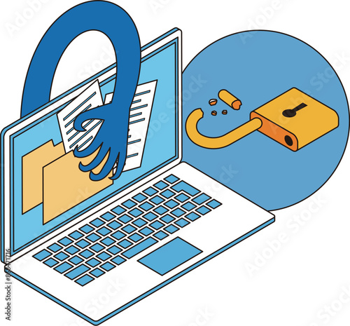 ハッキングで情報を盗まれるイメージイラスト