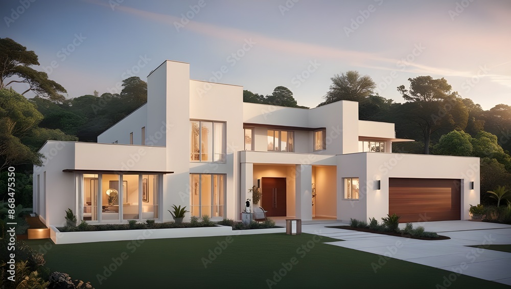 Fototapeta premium A majestic newly built house with a finished plaster.generative.ai 