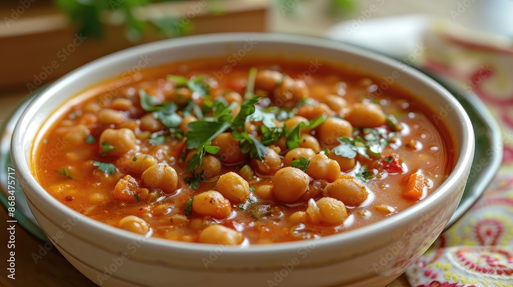 Moroccan harira soup with lentils and chickpeas Moroccan harira soup with lentils and chickpeas