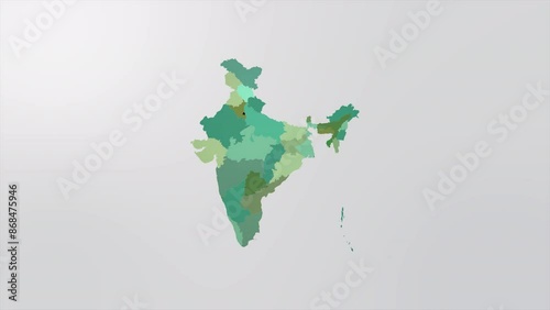 India Map Animation.  Abstract geometric futuristic concept Map of India.

