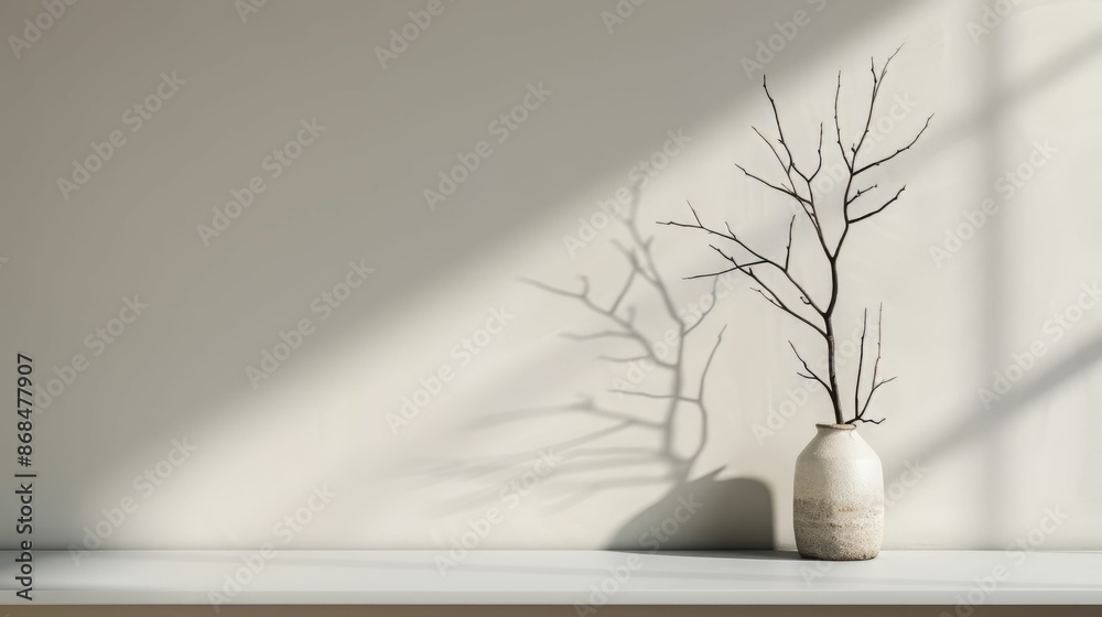 Minimalist Interior Design with Branch in Vase. Minimalist Interior Design with Branch in Vase.