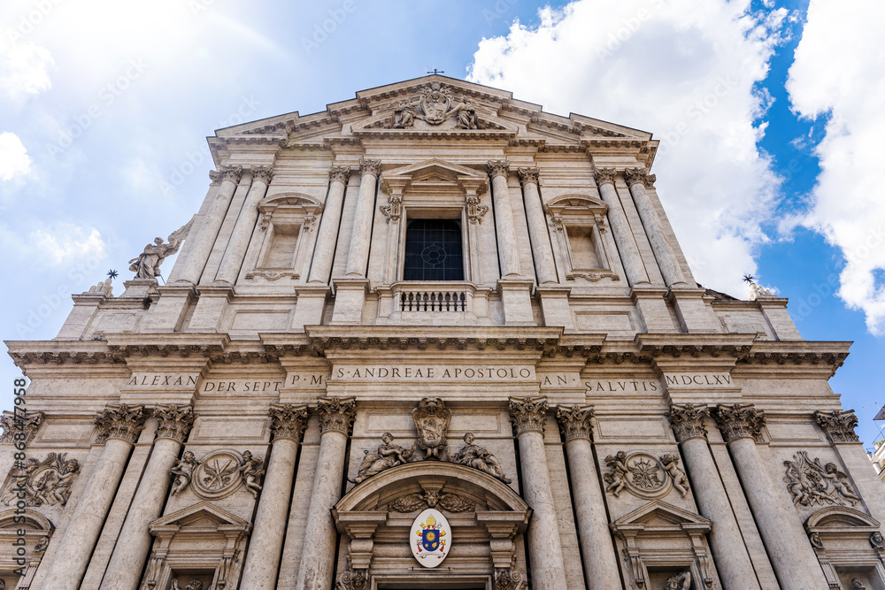 Obraz premium Facade of the Basilica Sant'Andrea della Valle, a Roman Catholic Renaissance church built in 17th century, in Rome, Italy.