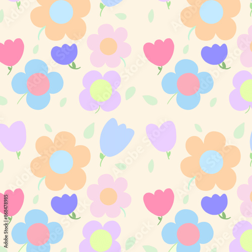 Wallpaper Mural seamless pattern with flowers.
Seamless picture of flowers in a cute style, used as backgrounds, wallpapers, patterns. Torontodigital.ca