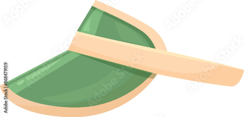 Green visor cap with a curved visor lying on a white background
