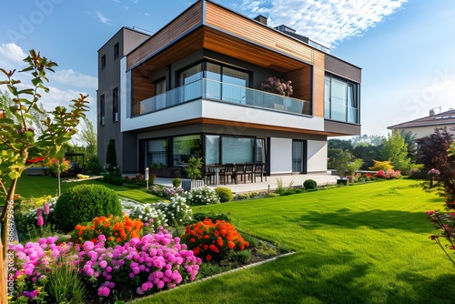 Beautiful modern house with a beautiful garden © Matija