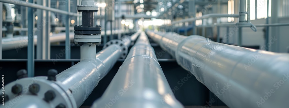 Modern white gas pipe, inside modern gas plant Modern white gas pipe, inside modern gas plant