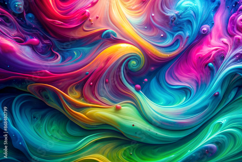 Mesmerizing fluid swirl abstract background with vibrant neon color. photo