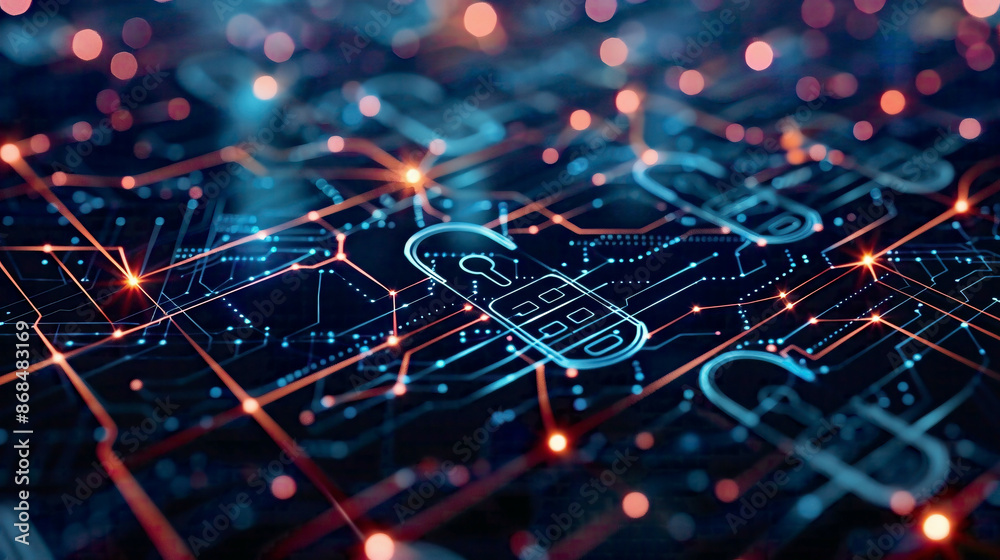 Cyber security and information protection modern digital background with secure lock symbols and network connectivity data safety focus Cyber security and information protection modern digital background with secure lock symbols and network connectivity data safety focus