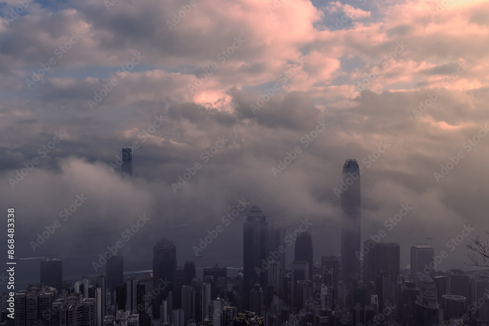 morning clouds and fog. Hong Kong. morning clouds and fog. Hong Kong.