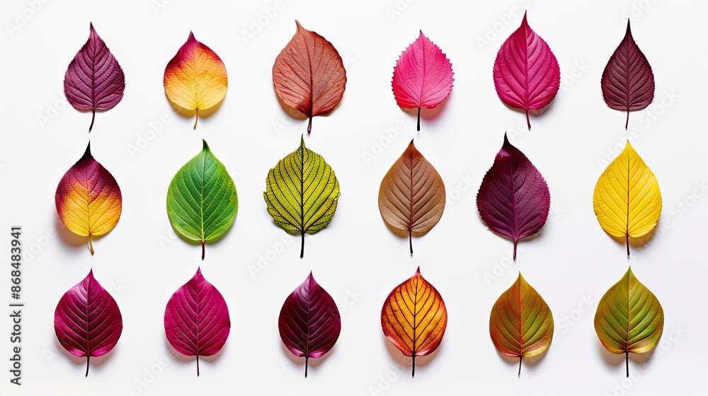 Set of realistic vibrant autumn leaves Set of realistic vibrant autumn leaves