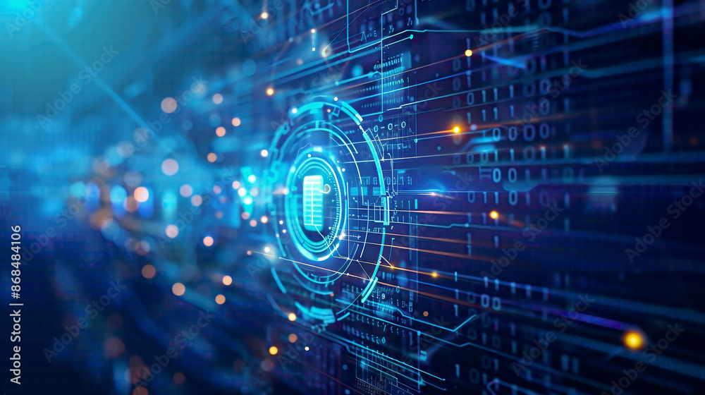 Obraz premium Cybersecurity and information protection future technology web services for business and internet projects digital lock icons and network connections