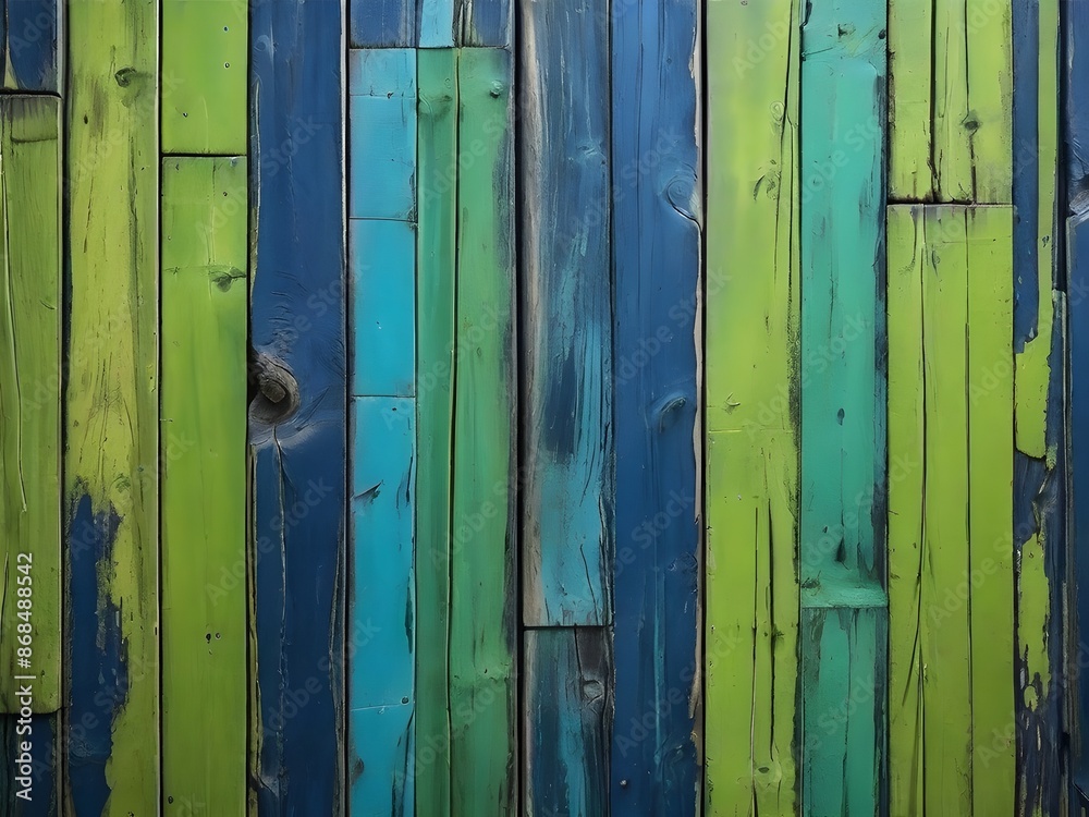 A colorful dark blue and green wooden board painted