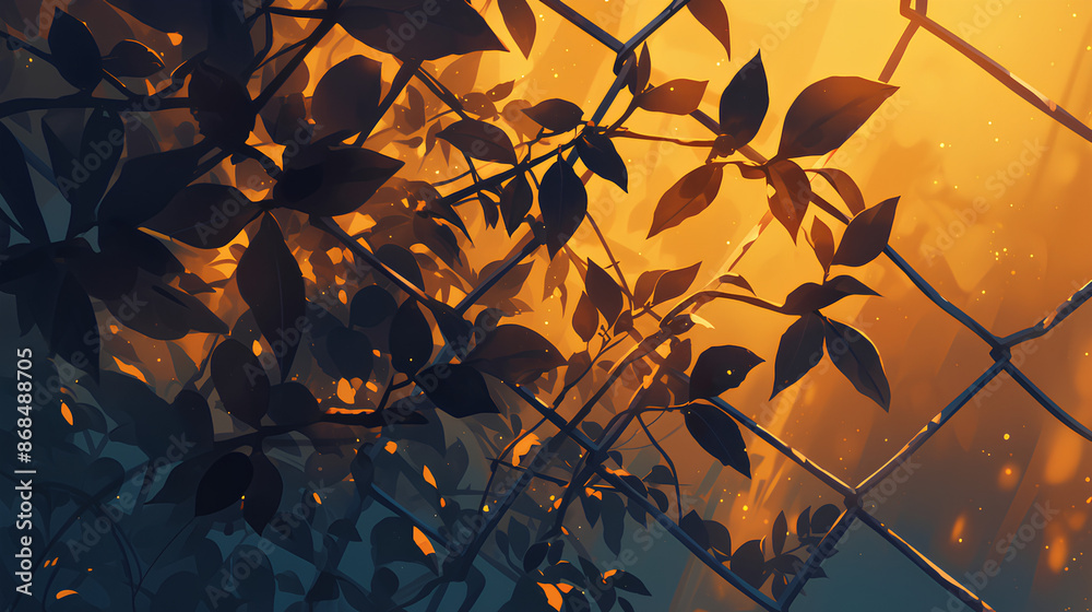 fence wire and leaves around the background wire fence wire and leaves around the background wire